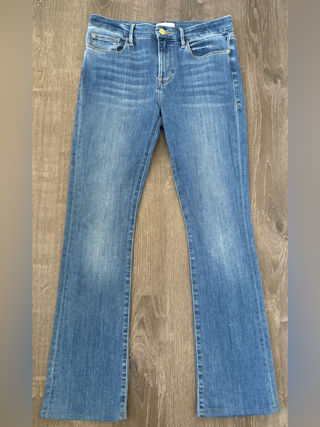 Frame Le Crop Mini Boot Jeans Women’s 29 Blue Mid Rise Stretch Medium Wash